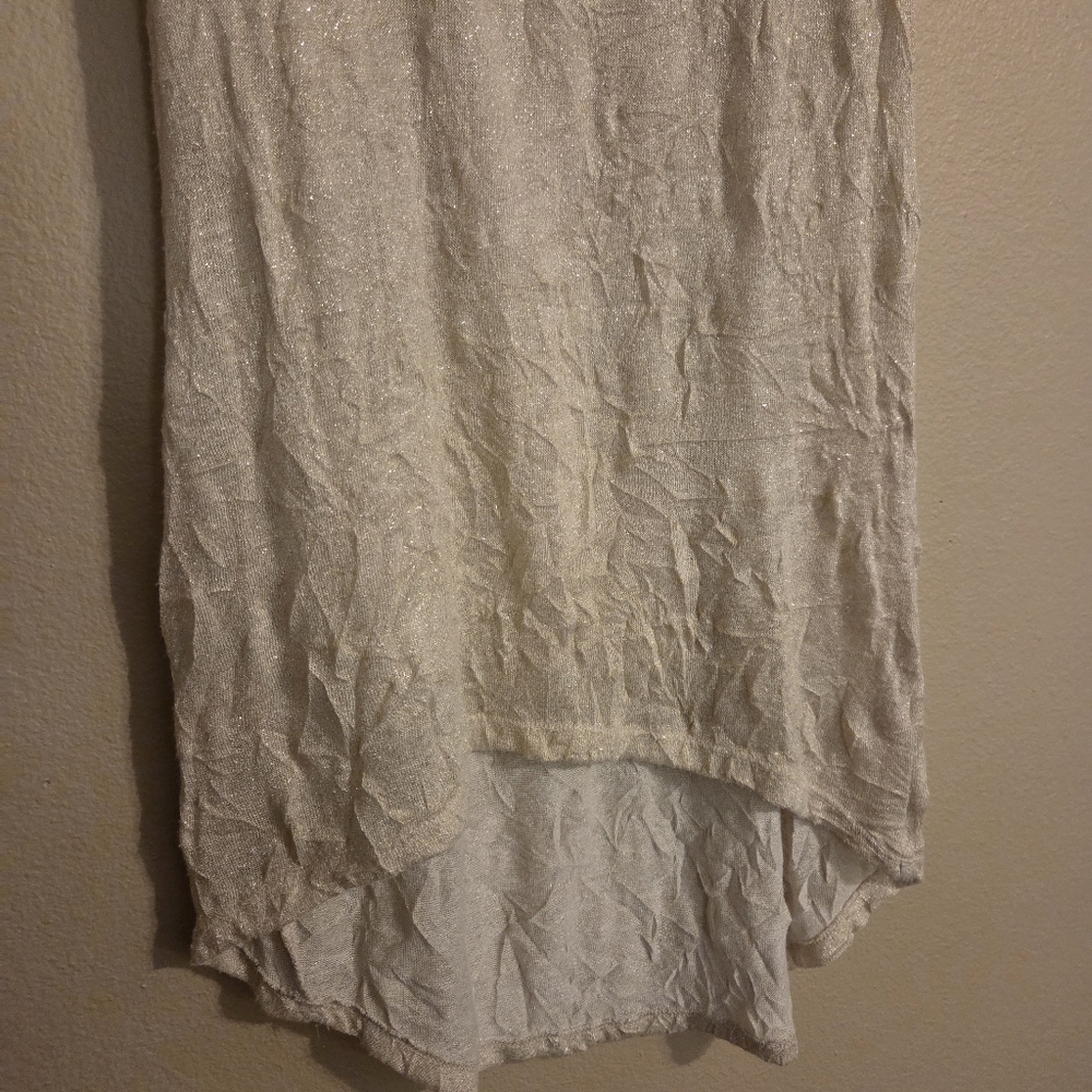 FREE PEOPLE Golden Metallic Sparkle Hi Lo Crinkle Textured Tank Top Women's XS - Picture 3 of 11